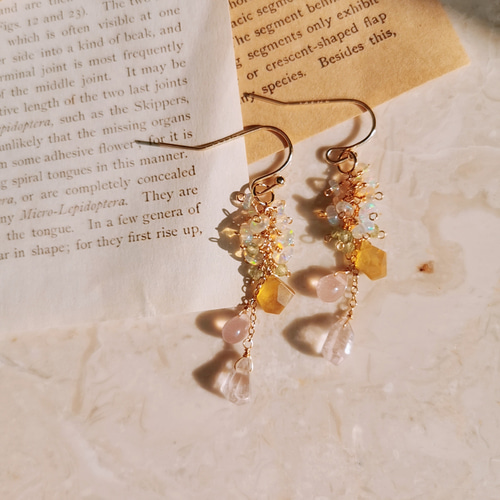 ♢春カラー♢サファイア モルガナイト 14kgfピアス/イヤリング