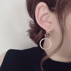 Beads ball × hoop pierce/earring(Brown) [cc] 2枚目の画像