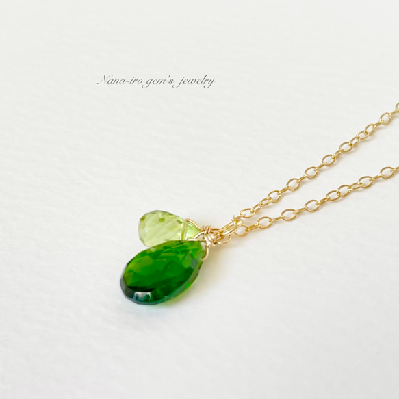 14kgf chrome diopside × peridot necklace 7枚目の画像
