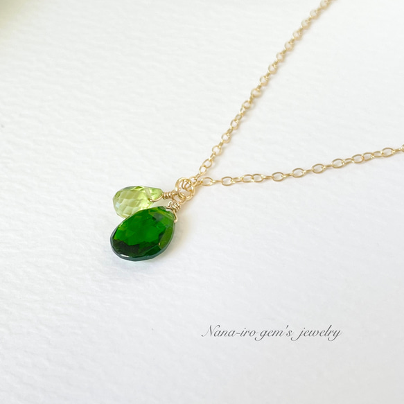 14kgf chrome diopside × peridot necklace 1枚目の画像