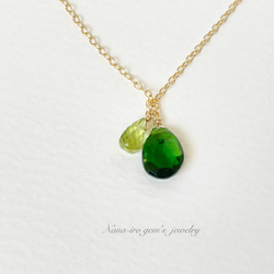 14kgf chrome diopside × peridot necklace 5枚目の画像