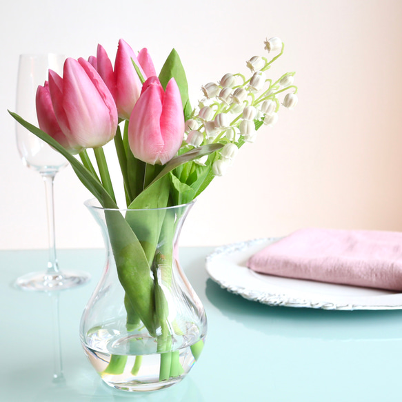 《ずっと咲いてる》かわいいピンクチューリップとスズラン（無料ギフトラッピング） 6枚目の画像