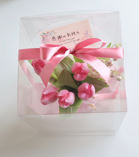 「永遠盛開」可愛的粉紅色鬱金香和鈴蘭（免費禮品包裝） 第9張的照片
