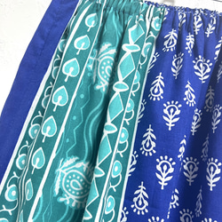 【タイムセール⏰】インド綿ギャザースカート マジョリカブルー 3枚目の画像