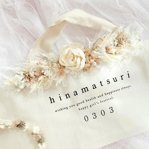 キュートなピンクのドライフラワータペストリー　横長スワッグ キュートなピンクのドライフラワータペストリー 横長スワッグ 【ドライ