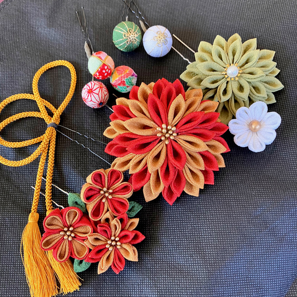 成人式、卒業式、七五三、浴衣、和装、髪飾り、つまみ細工髪飾り