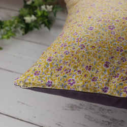 クッションカバー ４５✕４５ 花柄 ファスナー インドラ・ラルセン オックス グレー紫 4枚目の画像