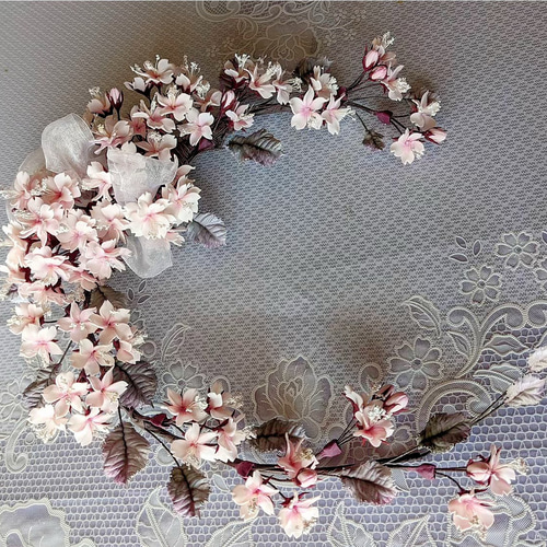 クレイフラワー】桜のリース 【粘土フラワー】 その他インテリア雑貨