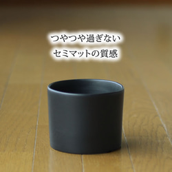黒色の陶器の植木鉢 (セミマット) (ずんどうタイプ) 3枚目の画像