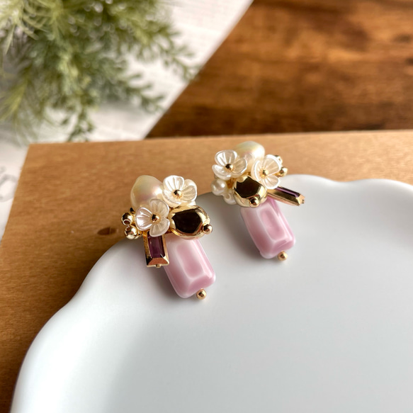 kopoli ハンドメイド ガラス しゃぼん Amy エイミー パープル ピアス