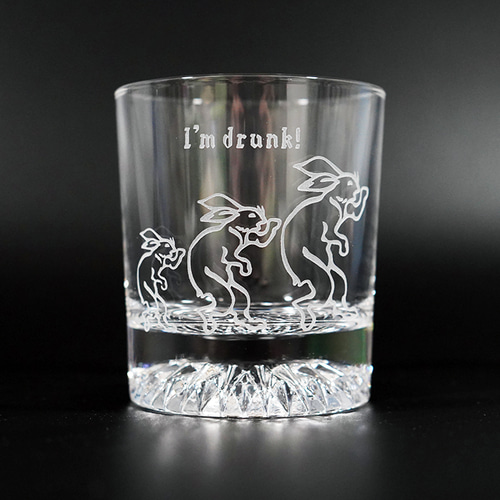 名入れ可能 ロックグラス 和風 鳥獣戯画 ウサギ 和柄 お酒 焼酎