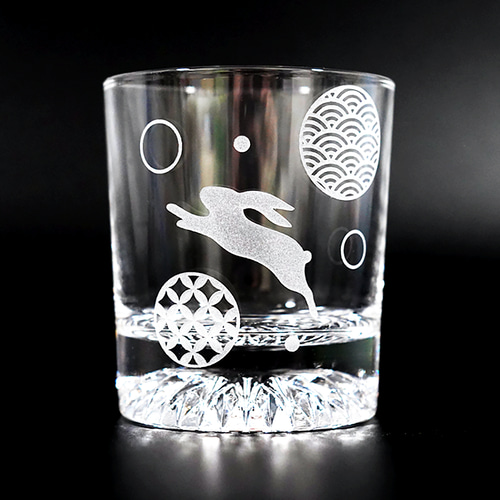 名入れ可能 ロックグラス 和風 ウサギ 和柄 お酒 焼酎 ウィスキー 酒器