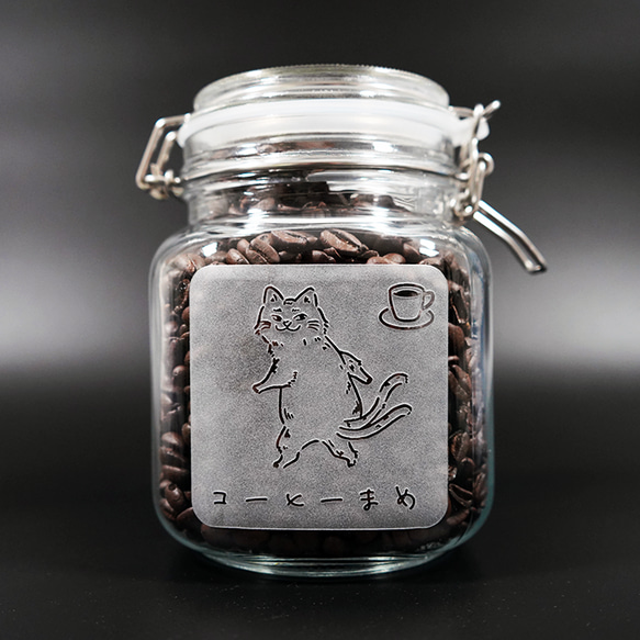 キャニスター 1.0リットル 保存瓶 コーヒー 粉 豆 透明 猫 CAT クリア 猫又 3枚目の画像
