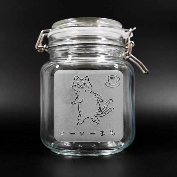 キャニスター 1.0リットル 保存瓶 コーヒー 粉 豆 透明 猫 CAT クリア 猫又 1枚目の画像