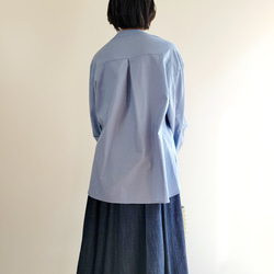 【即納】上品なリネンレーヨンのバルーン袖シャツ シンプルカジュアルオフィスにも 6枚目の画像