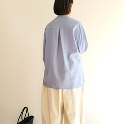 【即納】上品なリネンレーヨンのバルーン袖シャツ シンプルカジュアルオフィスにも 8枚目の画像