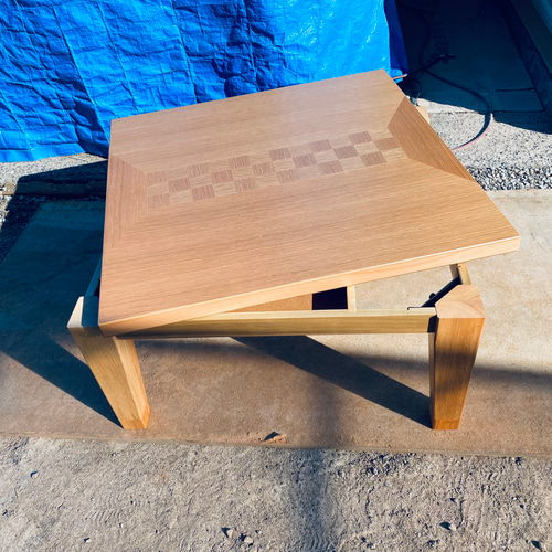 リビングこたつナラ市松80角日本製・ヒーター付き