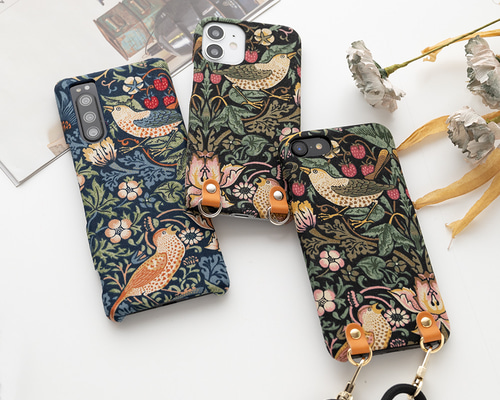 多機種対応 スマホケース 【 まるっと いちご泥棒 】 ウィリアムモリス