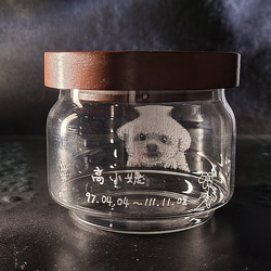 【寵物紀念】 客製玻璃雕 |小 | 可攜 寵物骨灰罐 客定手工肖像/刻字 第1張的照片