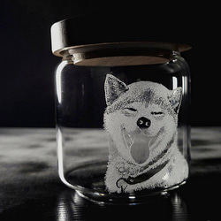 【寵物紀念】 客製玻璃雕 |中 | 可攜 寵物骨灰罐 客定手工肖像/刻字 第3張的照片