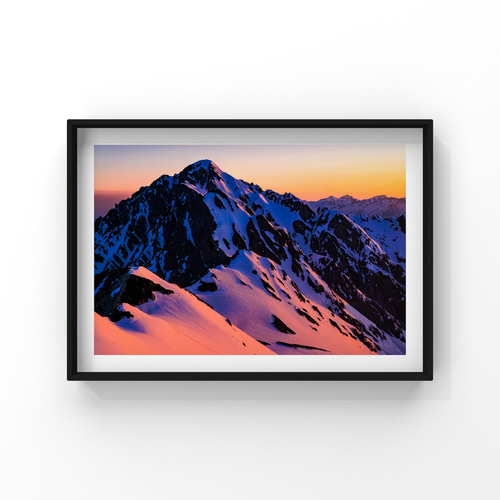 後立山連峰と特急あずさ号　絵画　風景画　山岳風景 後立山連峰と特急あずさ号絵画風景画山岳風景