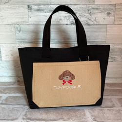 トイプードル刺繍ᵕ̈手提げトートバッグ トートバッグ ito.maki 通販