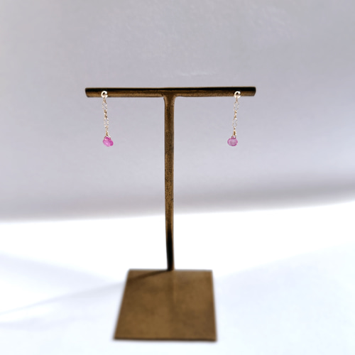 ピンクサファイア K10YGピアス ピアス（フック・チェーン） &.cocon