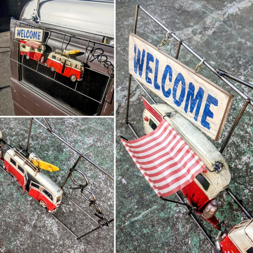 おんぼろ！！ワーゲンバス オープン ウェルカムボード 自立看板 壁掛け  