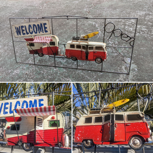 おんぼろ！！ワーゲンバス オープン ウェルカムボード 自立看板 壁掛け  