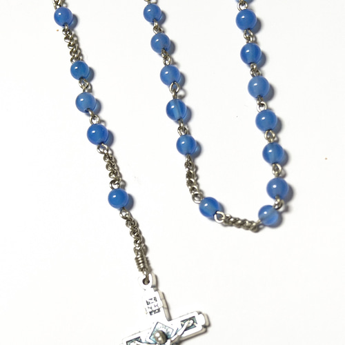 手編みロザリオ(長崎編み) ブルーメノウ(径4mm) 220611 その他