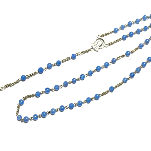 手編みロザリオ(長崎編み) ブルーメノウ(径4mm) 220611 その他