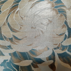 ワンタッチ帯　くらわん帯　正絹名古屋帯リメイク　アンティークくすみ深緑菊文様　作り帯　 3枚目の画像