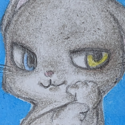 グレーな猫ちゃんイラスト★ちょっとアニメチックバージョン（フォトフレーム入り） 3枚目の画像