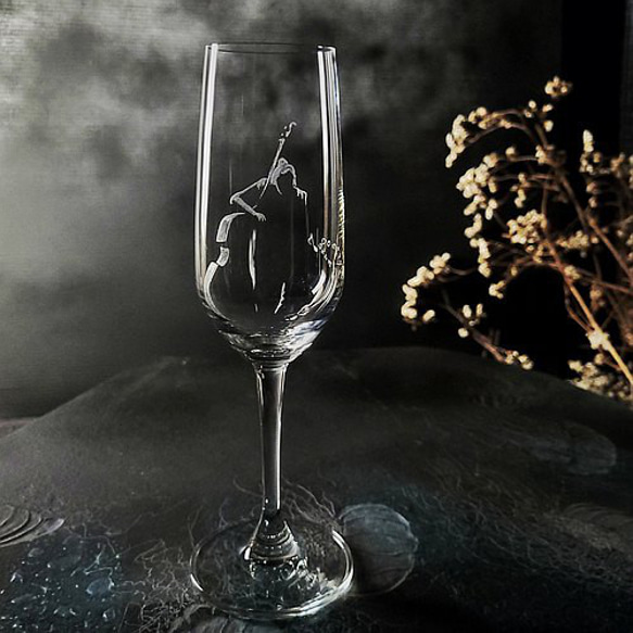 【個性杯客製】繆思的神曲 - 芭蕾 氣泡酒杯 可配對 客定手工雕圖/刻字 第3張的照片