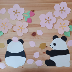 壁面飾り《桜・パンダ》春 ウォールステッカー・ウォールデコ nicott
