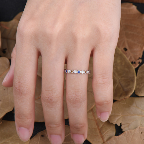 シトリン ブルー サファイア リング 9 月と 11 月の誕生石の結婚指輪