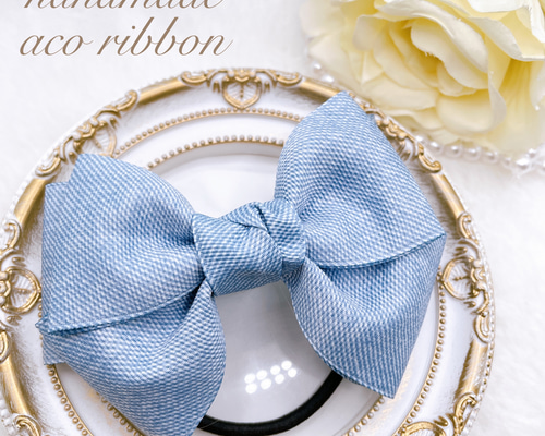 送料無料＊デニム風リボンヘアゴム ヘアゴム saya 通販 15460563