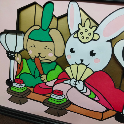 半立体切り絵 うさぎのお雛様 切り絵 いの又 通販 15460972