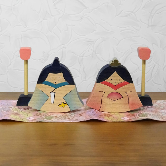 かわいいおひな様 雛人形 桃の節句 木製 木工 組木 手作り -5c その他