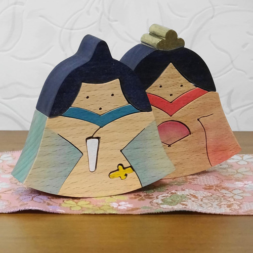 かわいいおひな様 雛人形 桃の節句 木製 木工 組木 手作り -5c その他
