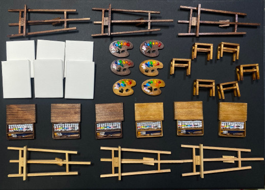 【ミニチュア】画家セット　絵の具　キャンバス