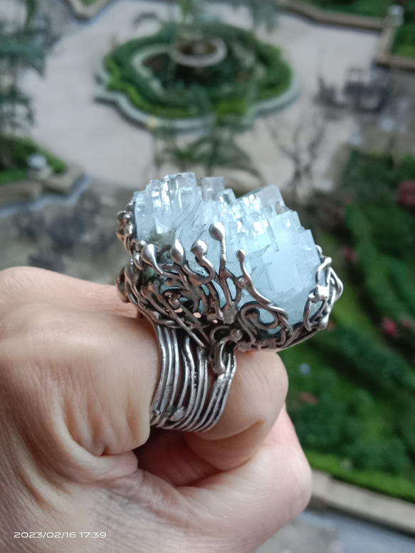 海藍寶原礦手工銀戒 純銀戒指~ 「Light beam」~ Aquamarine Mineral Silver Ring 第12張的照片