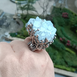 海藍寶原礦手工銀戒 純銀戒指~ 「Light beam」~ Aquamarine Mineral Silver Ring 第9張的照片