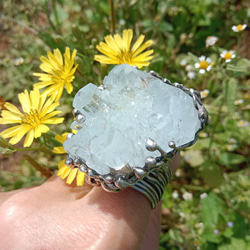 海藍寶原礦手工銀戒 純銀戒指~ 「Light beam」~ Aquamarine Mineral Silver Ring 第18張的照片