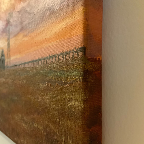 手描きの油絵作品】夕焼けに染まる空と風 絵画 JO's art gallery 通販