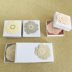 【再販】6枚セット 芍薬をイメージしたミニカード ・正方形の小箱入り / 全4種類・コンパクト収納・春・送別 9枚目の画像