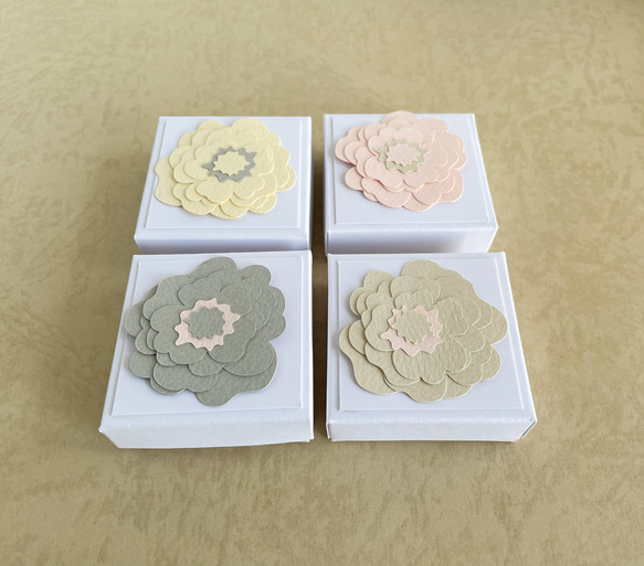 【再販】6枚セット 芍薬をイメージしたミニカード ・正方形の小箱入り / 全4種類・コンパクト収納・春・送別 4枚目の画像