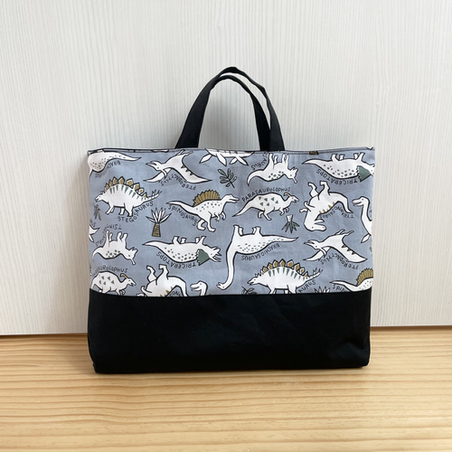 北欧風 恐竜レッスンバッグ 机にかけてもひこずらない 入園入学グッズ