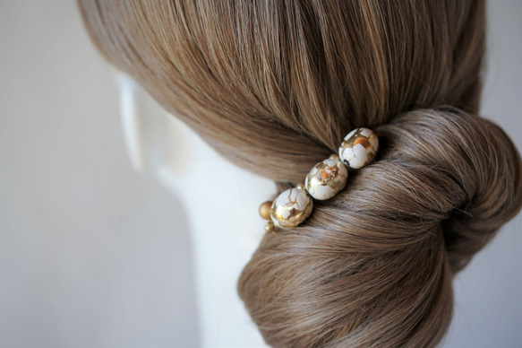 -vintageパール・ヘアコーム（white gold)－ 2枚目の画像