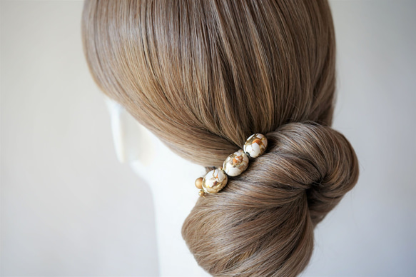 -vintageパール・ヘアコーム（white gold)－ 3枚目の画像